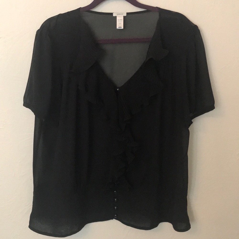 Black Sheer Ruffled Top